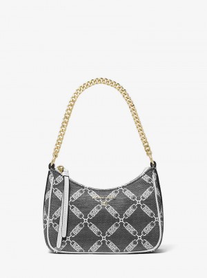 Michaelkors Jet Set Charm Small Empire Logo Jacquard Negrii Albi | SN-MK26985