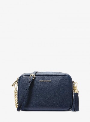 Michaelkors Jet Set Medium Pebbled Leather Bleumarin | SN-MK27158