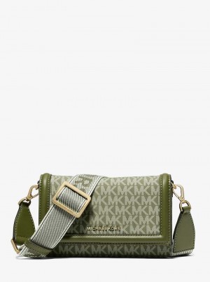 Michaelkors Jet Set Small Logo Print Woven Masline Verzi | SN-MK27207