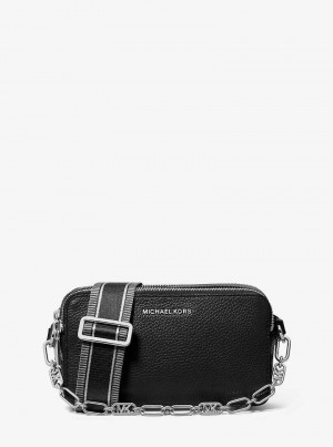 Michaelkors Jet Set Small Pebbled Leather Double-Zip Negrii | SN-MK27208