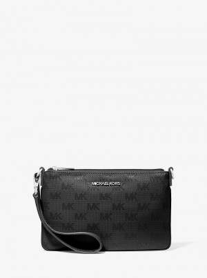 Michaelkors Jet Set Travel Small Woven Logo Nylon Negrii | SN-MK27175