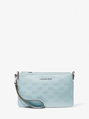 Michaelkors Jet Set Travel Small Woven Logo Nylon Albastri | SN-MK27177