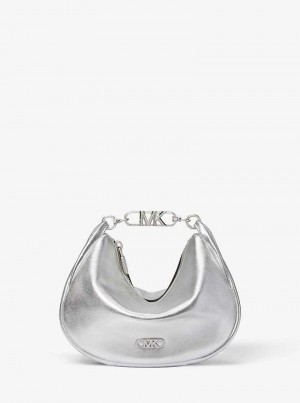 Michaelkors Kendall Small Metallic Leather Argintii | SN-MK27054