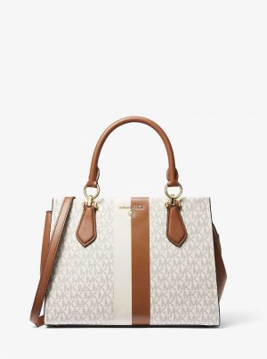 Michaelkors Marilyn Medium Logo Stripe Galbeni Deschis | SN-MK27326