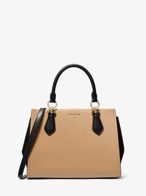 Michaelkors Marilyn Medium Two-Tone Saffiano Leather Negrii Maro | SN-MK27365