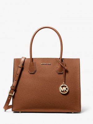 Michaelkors Mercer Large Pebbled Leather Accordion Maro | SN-MK26790