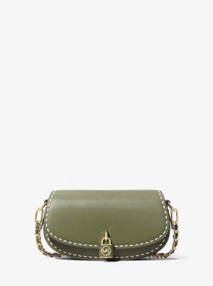 Michaelkors Mila Small Hand-Stitched Leather Masline Verzi | SN-MK27080
