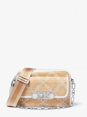 Michaelkors Parker Medium Empire Logo Jacquard Straw Colorati | SN-MK27142