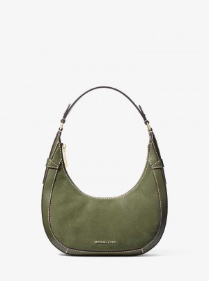 Michaelkors Preston Small Suede Crescent Masline Verzi | SN-MK27066