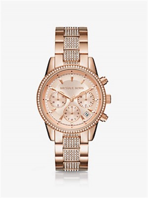 Michaelkors Ritz Pavé Rose Gold-Tone Watch Roz Aurii | SN-MK28389
