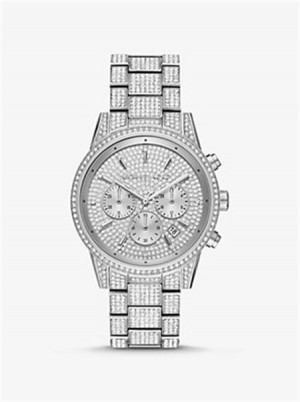 Michaelkors Ritz Pavé Silver-Tone Watch Argintii | SN-MK28419