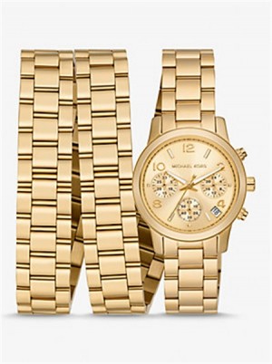 Michaelkors Runway 18K Gold-Plated Stainless Steel Triple Wrap Watch Aurii | SN-MK28362