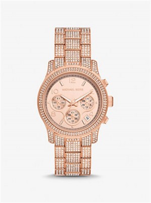 Michaelkors Runway Pavé Rose Gold-Tone Watch Roz Aurii | SN-MK28325
