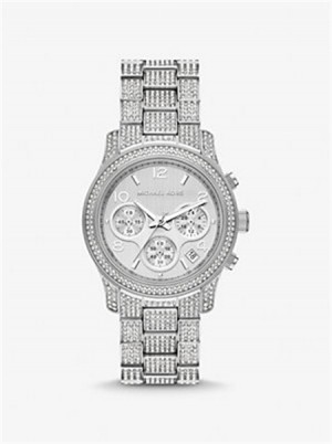 Michaelkors Runway Pavé Silver-Tone Watch Argintii | SN-MK28324