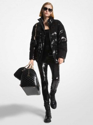 Michaelkors Sequined Ciré Quilted Negrii | SN-MK26607