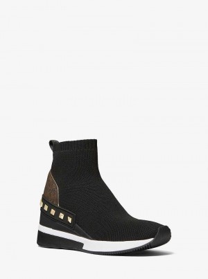 Michaelkors Skyler Studded Stretch Knit Sock Negrii | SN-MK27459