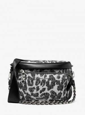 Michaelkors Slater Medium Leopard Logo Negrii | SN-MK27198