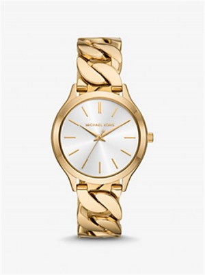 Michaelkors Slim Runway Gold-Tone Curb-Link Watch Aurii | SN-MK28377
