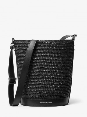 Michaelkors Townsend Medium Straw Bucket Negrii Negrii | SN-MK26809