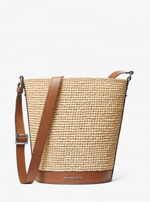 Michaelkors Townsend Medium Straw Bucket Bej | SN-MK26810