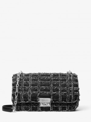 Michaelkors Tribeca Large Frayed Denim Negrii | SN-MK27006
