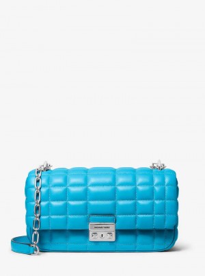 Michaelkors Tribeca Large Quilted Leather Albastri | SN-MK27031